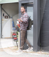 PREMIUM EXCLUSIVE Ben Affleck Enjoys A Smoke After Grabbing Coffee With Ana De Armas