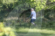 Boris Johnson running this morning with dog Dilyn.