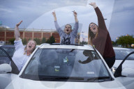 Drive-in bingo for NHS staff and key workers. The photographer Christopher Thomond spends an evening with visitors to the first Bingo Bedlam, a physically distanced drive-in bingo and singalong music session for NHS employees and other key workers, held d