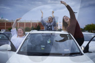 Drive-in bingo for NHS staff and key workers. The photographer Christopher Thomond spends an evening with visitors to the first Bingo Bedlam, a physically distanced drive-in bingo and singalong music session for NHS employees and other key workers, held d