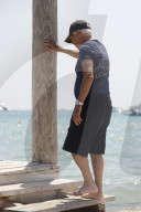 Giorgio Armani enjoying a sunny day at Club 55 in Saint Tropez