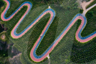 FEATURE - Die Regenbogenstrasse im Yuquanshan-Waldpark in Taiyuan aus der Vogelperspektive