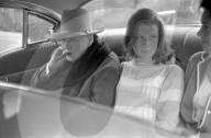 Winston Churchill out for a drive with his granddaughter, Celia Sandys, at Monte Carlo, where he is spending a fortnight.