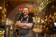 Baker Andrew Twentyman at his pizza restaurant and bakery in Leigh, Greater Manchester.