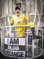Dame Vivienne Westwood protest against the US extradition of Julian Assange
