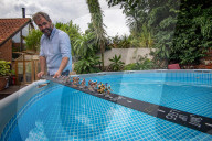 FEATURE - Peter Martin aus Marsham stellt die Tour de France mit Miniaturfiguren in seinem Garten nach