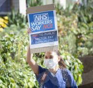 NHS workers march to Downing Street to demand a pay rise.