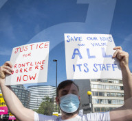 NHS workers march to Downing Street to demand a pay rise.