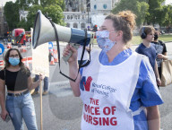 NHS workers march to Downing Street to demand a pay rise.