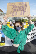 NHS workers march to Downing Street to demand a pay rise.