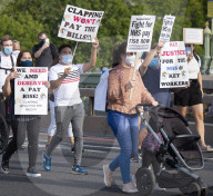 NHS workers march to Downing Street to demand a pay rise.