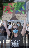 NHS workers march to Downing Street to demand a pay rise.