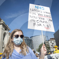NHS workers march to Downing Street to demand a pay rise.