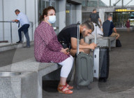 EU travel quarantine restrictions - travellers at Malaga airport 