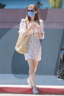 Kate Mara wears a pretty floral-themed summer dress as she leaves a waxing appointment in Beverly Hills