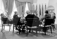 Ford Meets Senior Advisors in the Oval Office, Washington, District of Columbia - 09 Oct 1974