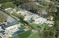 File aerial photos show Simon Cowellâ€™s lavish home in Malibu, where the British music mogul fell off his electric bike this weekend and was rushed to hospital with a broken back.