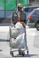 Pregnant Emma Roberts goes grocery shopping as temperatures in LA reach 106 degrees on Saturday afternoon.