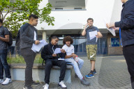 GCSE results day at Harris Secondary, St Johns Wood.
