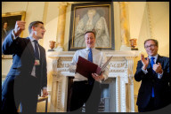 David Cameron leaves Downing St with his Family