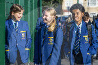 Year 7 pupils arrive for their first day at Eden Park high school.