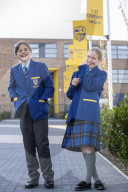 Year 7 pupils arrive for their first day at Eden Park high school.