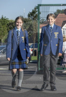 Year 7 pupils arrive for their first day at Eden Park high school.