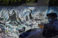 Covid-19 pandemic mural in London as the city awaits a second wave.