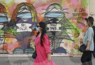 Covid-19 pandemic mural in London as the city awaits a second wave.
