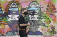 Covid-19 pandemic mural in London as the city awaits a second wave.