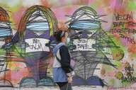 Covid-19 pandemic mural in London as the city awaits a second wave.