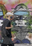 Covid-19 pandemic mural in London as the city awaits a second wave.