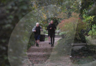 Boris Johnson running today with his personal trainer - Wednesday 7th October 2020.