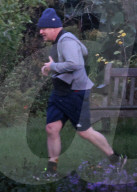 Boris Johnson out running with his personal trainer Harry Jameson this morning.