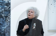 Maggi Hambling at her new exhibition at Marlborough Gallery, London.