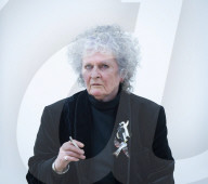 Maggi Hambling at her new exhibition at Marlborough Gallery, London.