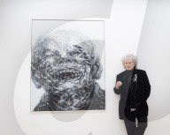 Maggi Hambling at her new exhibition at Marlborough Gallery, London.