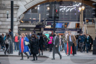 Office workers arrive in Westminster, London today as ONS figures reveal unemployment rises by a further 138,000.