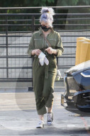 PREMIUM EXCLUSIVE Kelly Osbourne Is Feeling Fierce In Her Green Jumpsuit During Errand Run