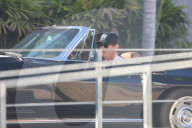 Rande Gerber 58, husband to super model Cindy Crawford is spotted taking a spin in one of his many vintage cars in Malibu, CA. 
