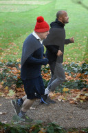 Boris Johnson jogging today with Harry Jameson.
