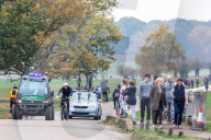 Members of the public go out for a Sunday walk and cycle in a packed Richmond Park in South West London as Police patrol the park.