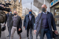 Michel Barnier the European chief negotiator walks through Westminster in London for talks with the Government over Brexit. 