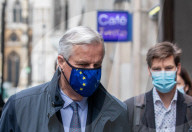 Michel Barnier the European chief negotiator walks through Westminster in London for talks with the Government over Brexit. 