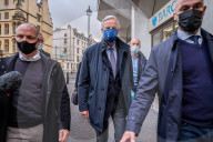 Michel Barnier the European chief negotiator walks through Westminster in London for talks with the Government over Brexit. 