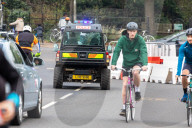 Members of the public go out for a Sunday walk and cycle in a packed Richmond Park in South West London as Police patrol the park.