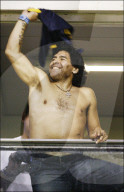 Victoire de Boca Juniors en Copa Libertadores : Diego Maradona, supporter de l'équipe, laisse éclater sa joie. EFE Astufoto. Lib