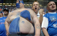 Millwall FC fans cheer their team on in the FA Cup Final.
