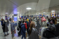 Crowds of shoppers descend on London for Christmas shopping.