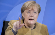NEWS - Bundeskanzlerin Angela Merkel (CDU) bei Presseunterrichtung nach Corona Besprechung